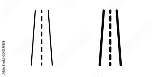 Road icon, outline style icon for web. vector graphics