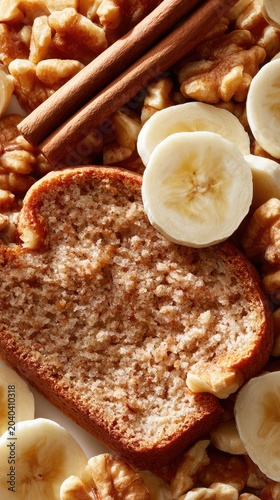 Delicious banana bread topped with walnuts and cinnamon for a wholesome treat