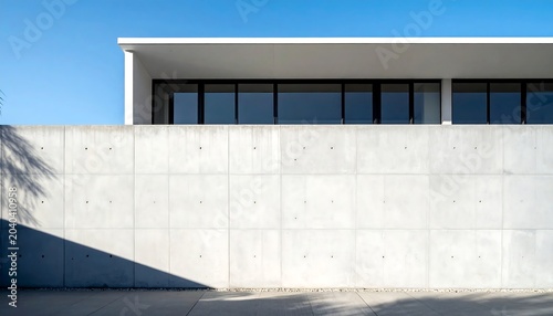 Minimalist Black and White Architectural Wall with Palm Tree Shadows