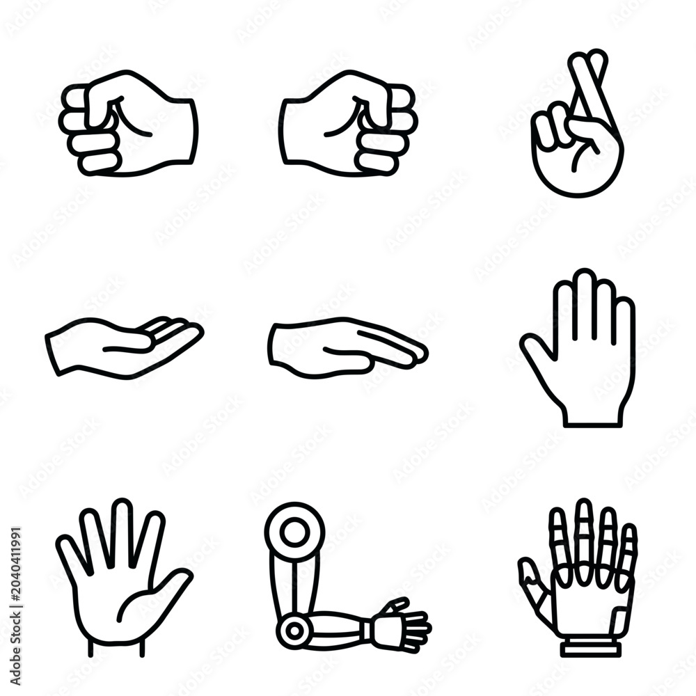 Fototapeta premium Hands and robotic hand illustrations.