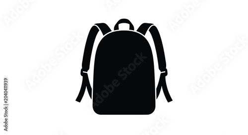 Vászonkép Black backpack silhouette against a white background a simple graphic representa