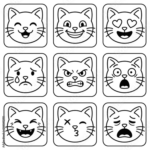 Foto Set of cat emoticon faces expressions.