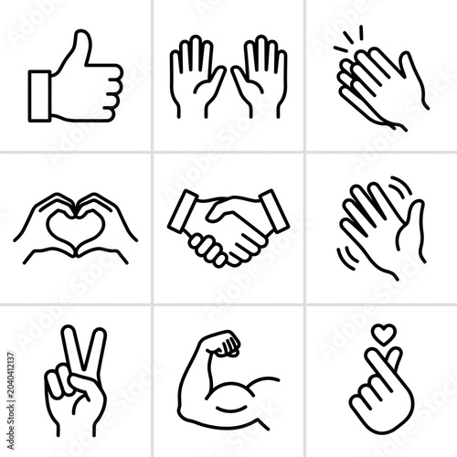 Fotografie Hands making different gestures and signs.