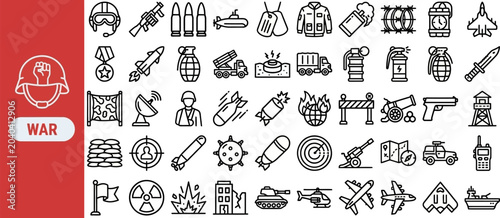 Foto War and Military outline icon set