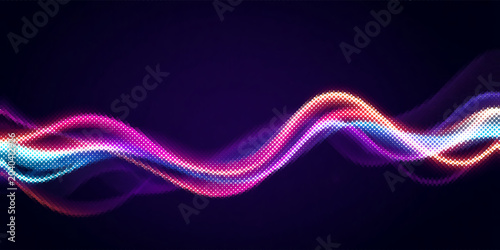 Obraz na płótnie Bright orange wave on a dark blue background