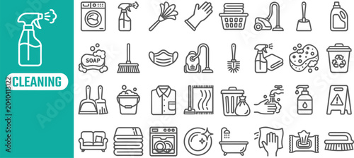 Photos Cleaning Service outline icon set