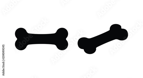Obraz na plátně Two canine bone shapes in black silhouette bones skeletal anatomy animal dog pet
