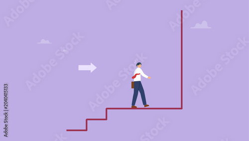Business dead end or big mistake and wrong decision concept. Businessman standing in the dead end of work and career.