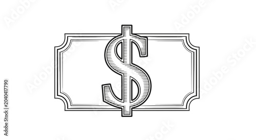 Dollar Sign on Vintage Banknote Background