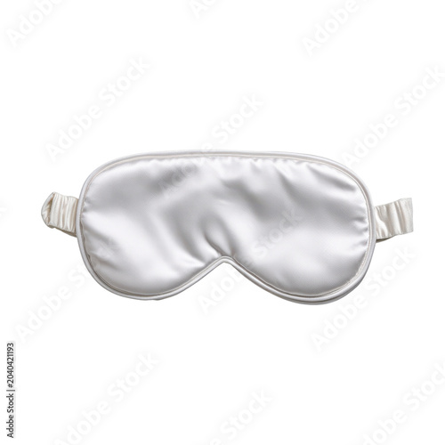 White satin sleep mask with elastic band on black background image, Isolated, Png Transparent Background
