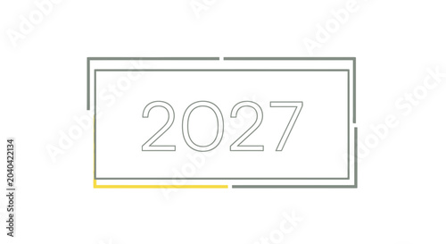 Year 2027 Futuristic Number Graphic with Modern Geometric Frame