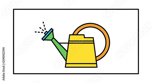 Yellow Watering Can Sprinkling Water for Gardening and Plants
