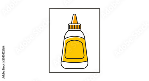 Yellow Glue Bottle Icon, Adhesive Liquid Container, Craft Supplies, Office Stationery