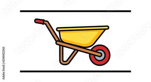 Yellow Wheelbarrow Isolated on White Background - Garden Tool for Transporting Materials