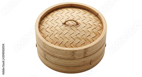 Schilderij op canvas Closed traditional Asian bamboo steamer basket