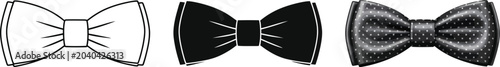 Foto Versatile set of elegant bow tie illustrations presented in outline solid black