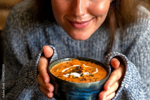 Bild auf Leinwand Cozy soup moment captured beautifully.