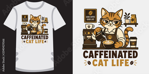 Bild auf Leinwand Caffeinated cat life design for barista pet owner coffee lover apparel printing graphics