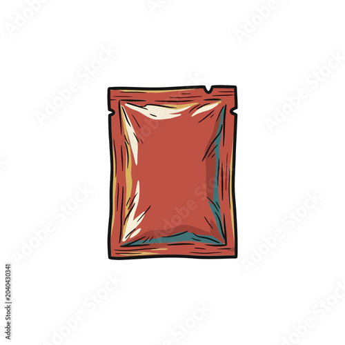 Sauce sachet on white background