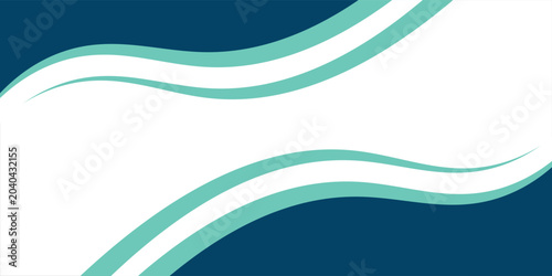 Fotografía Abstract blue and cyan layered wavy shapes background banner with large white co
