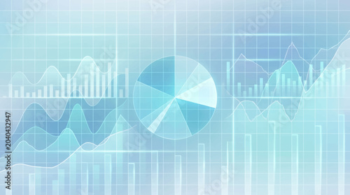 The infographic displays various charts and graphs showing business data analysis.