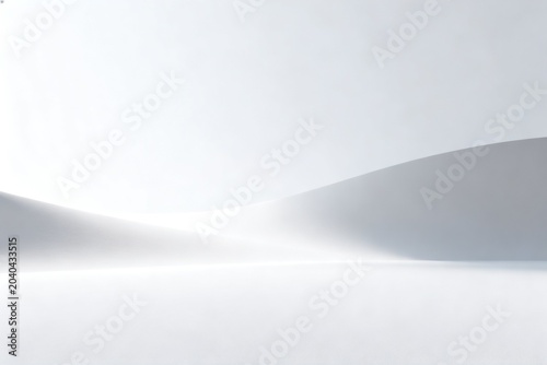 Minimalist White Abstract Landscape with Soft Curves