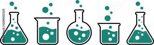 Foto laboratory glassware icons beaker flask erlenmeyer round bottom set art