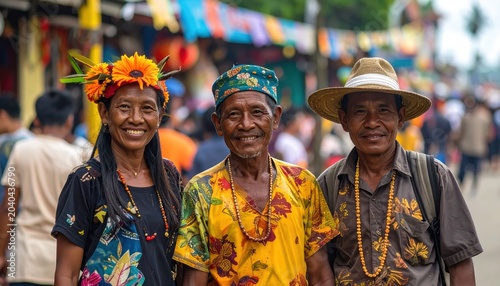 Three Women Wearing Traditional Outfits.