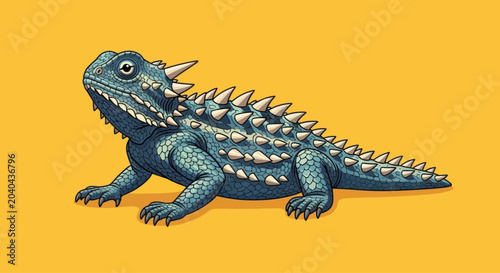 Photos Thorny devil lizard illustration, detailed scales, desert reptile, graphic eleme