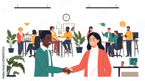 Canvastavla Business professionals interact in an office setting while working together on collaborative tasks