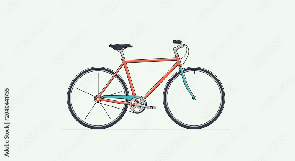 Fototapeta premium Red bicycle with black wheels.