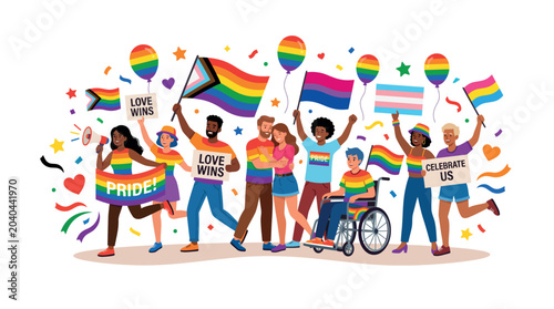 Bild auf Leinwand Diverse People Celebrate Pride.