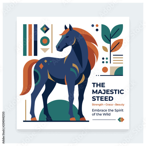 Canvastavla Majestic Steed Horse Illustration.