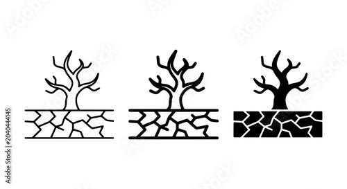 Photos Dry Tree Icons, Barren Landscape Vector Graphics, Arid Soil Illustrations, Droug
