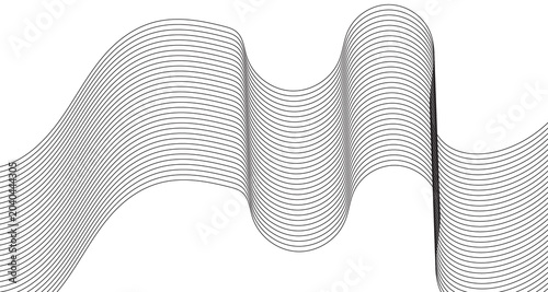 Minimalist black wave lines on white background, abstract flowing ribbon pattern, geometric linear graphic element for modern corporate branding and web design layouts