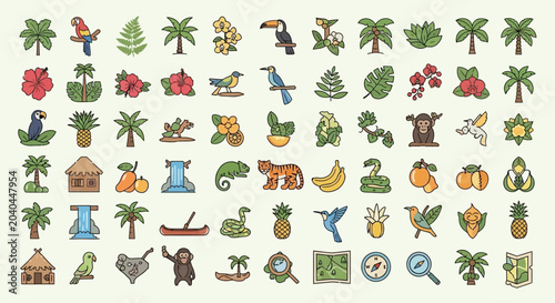 Photography Tropical icons on white background.
