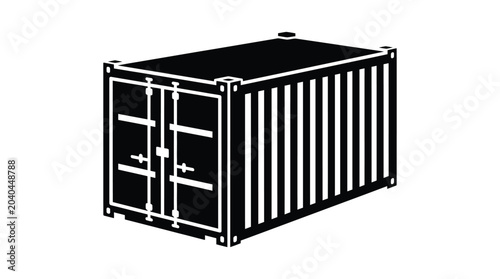 shipping container silhouette on white background cargo transport logistics freight box storage
