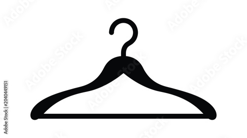 clothing hanger silhouette on white background clothes wardrobe garment hang black icon