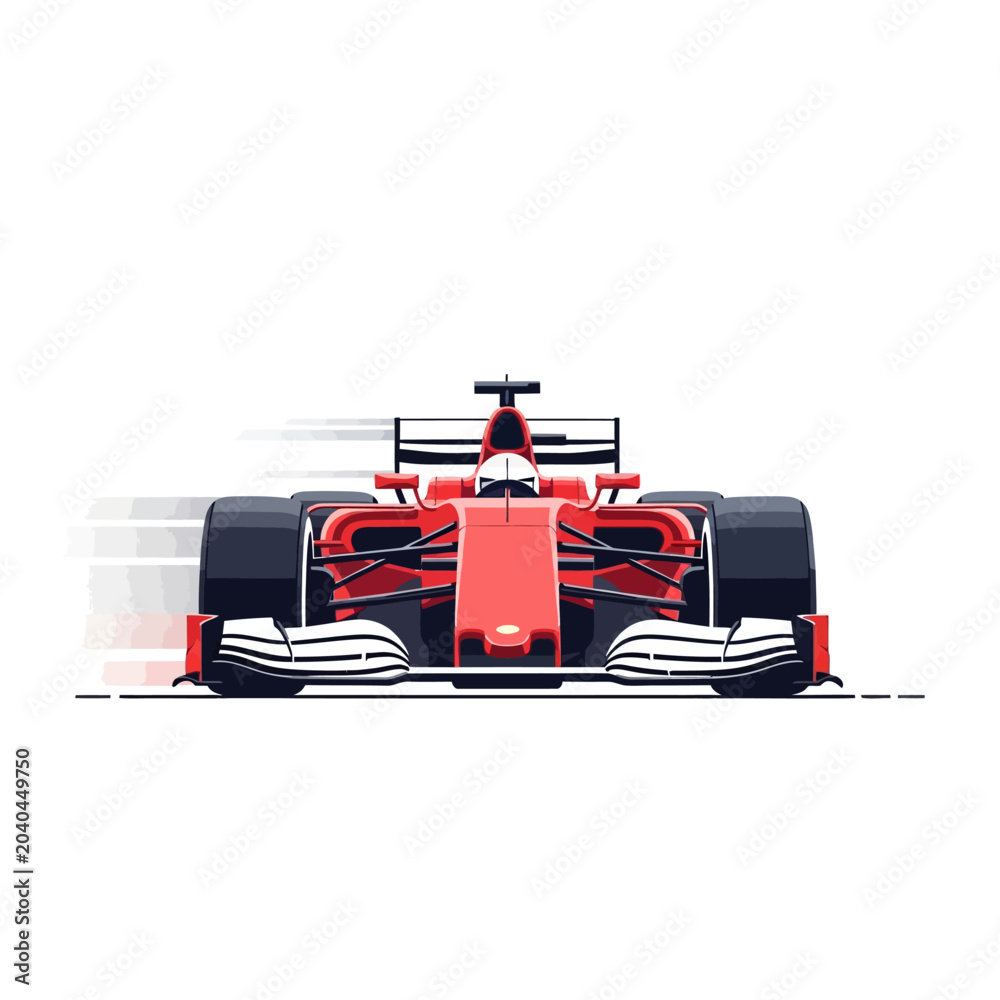 Obraz premium Red Formula Racing Car on White Background - Speed and Motion