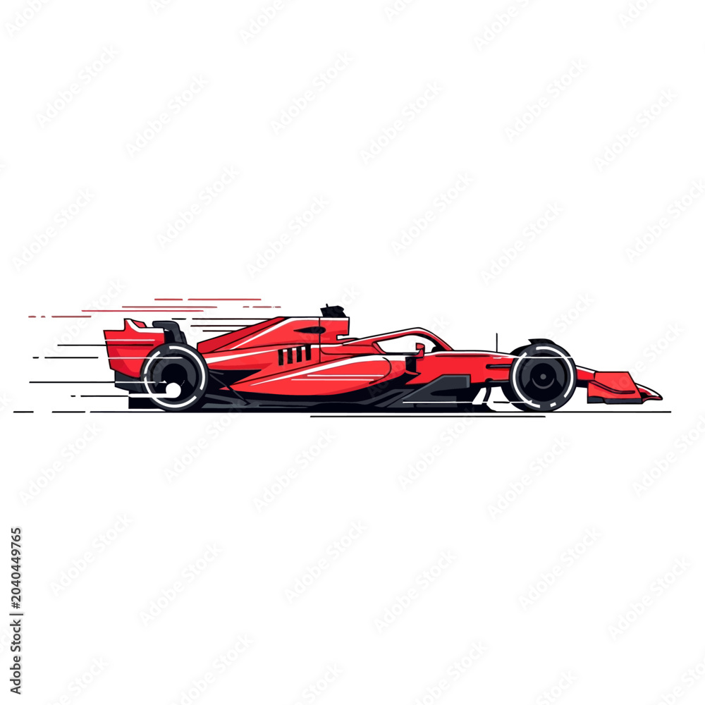 Obraz premium Red Formula Racing Car Vector Illustration on White Background