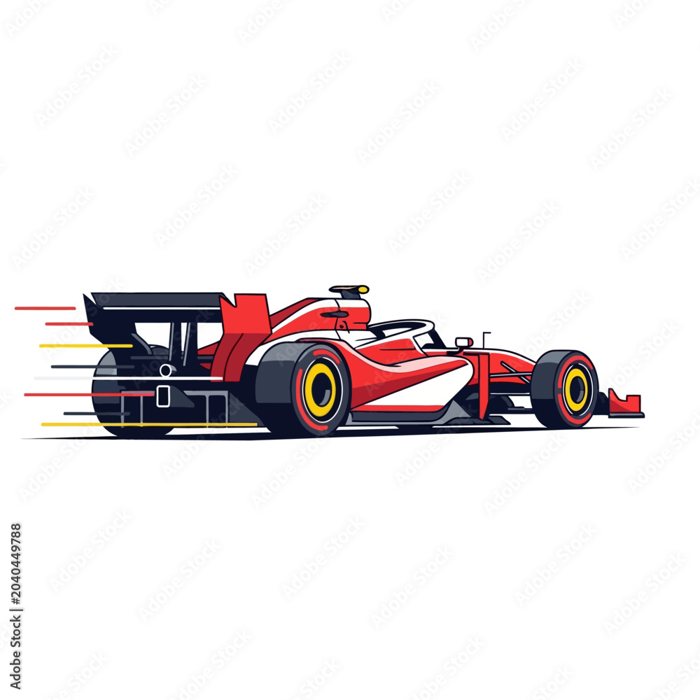 Obraz premium Red Racing Car Illustration, Formula One with Speed Lines