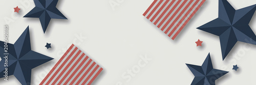 American Independence Day Celebration with Stars and Stripes Elements on a Light Background