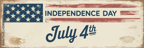 Vintage American Independence Day Celebration with July 4th Text and Flag Elements