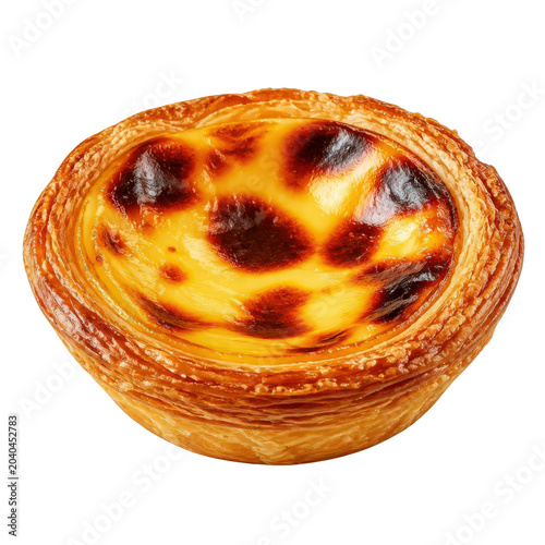 Portuguese Egg Tart Pastel de Nata Isolated on White Background