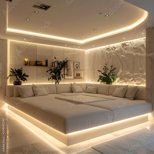 A luxurious modern living room with a large sectional sofa