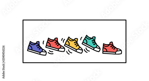 Colorful Sneakers Running Shoes Lineup Motion Blur