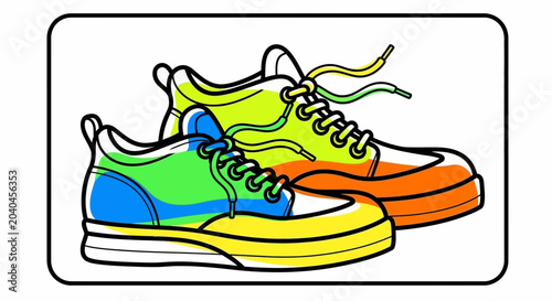 Colorful Sneakers Shoes, Vibrant Footwear, Sporty Casual Style, Fashionable Design