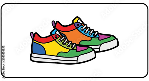 Colorful Sneakers Shoes, Vibrant Rainbow Design, Youth Fashion, Casual Footwear