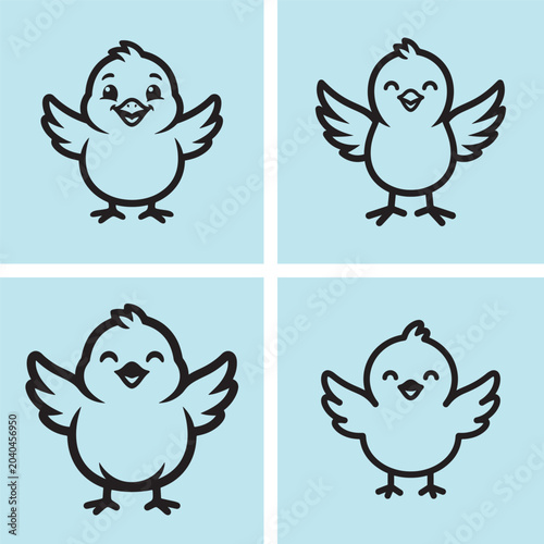 Cute Baby Chick Mascot Vector Set | Cartoon Bird Character Collection