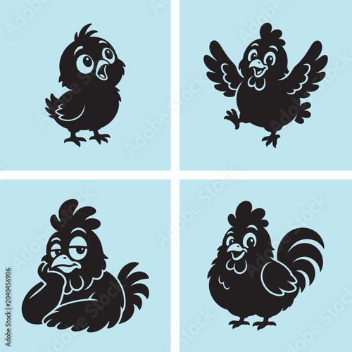 Cute Chicken Mascot Vector Set | Cartoon Rooster Bird Collection